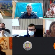 Reprodução da tela da reunião virtual com os prefeitos